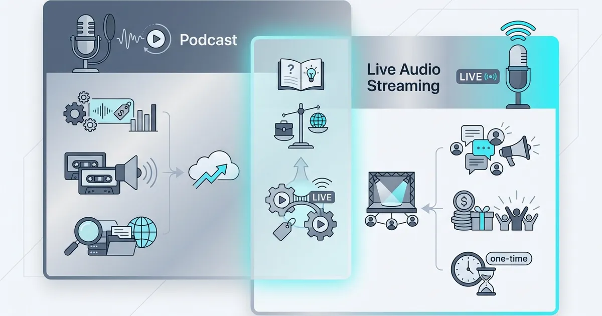 ポッドキャスト vs ライブ音声配信――目的別の使い分けガイド - BootCast Media