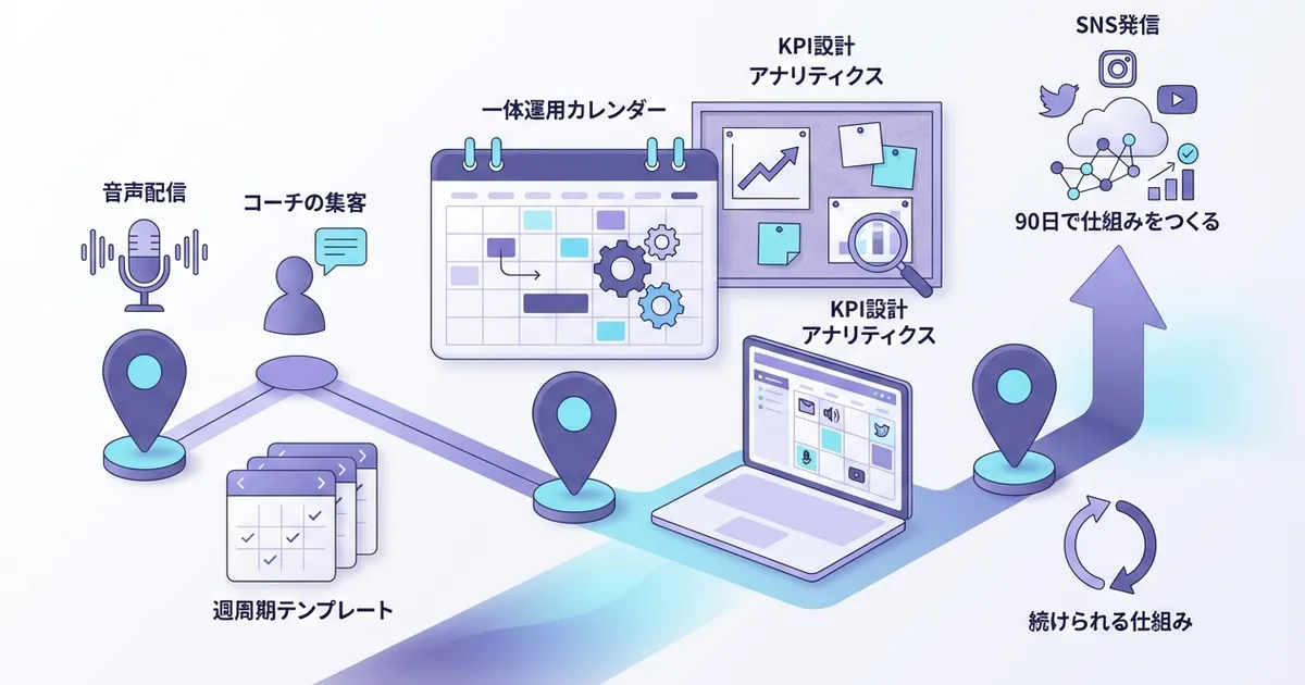コーチの集客×配信×SNS 一体運用カレンダー――90日で仕組みをつくる - BootCast Media