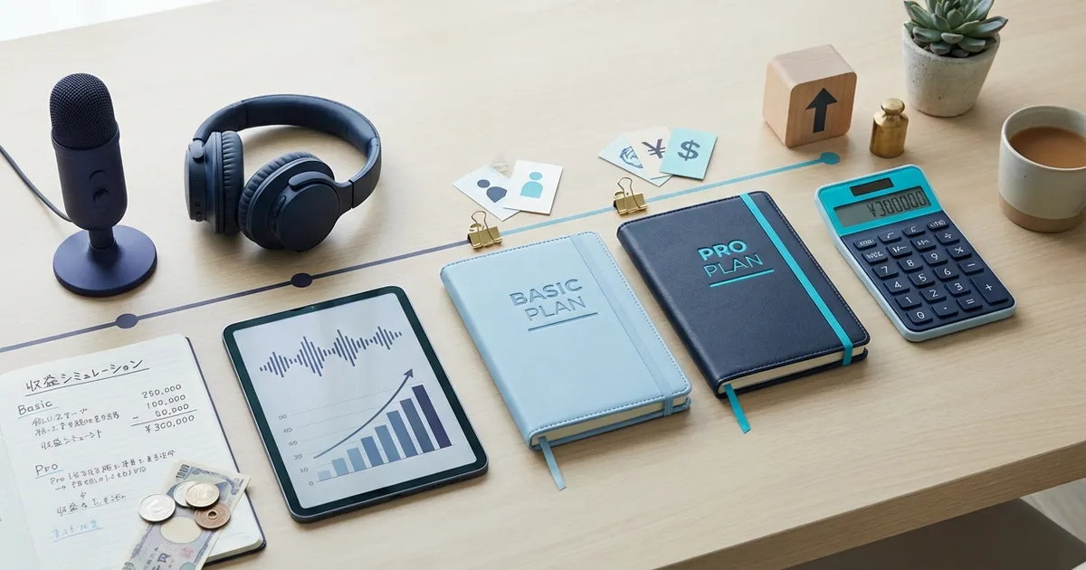 音声コーチングの収益シミュレーション――Basic vs Pro プラン - BootCast Media